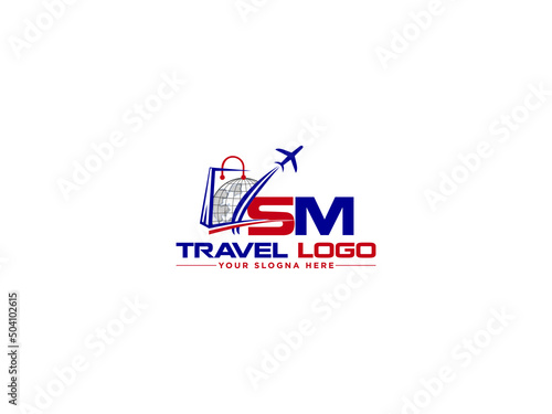 Letter SM Logo Design, Simple Sm ms Logo Letter Icon Design For Any Type Of Travel Agency