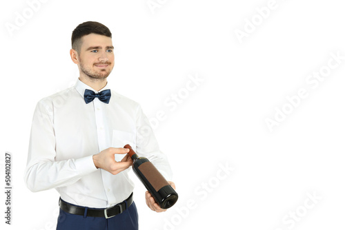 Concept of occupation, waiter isolated on white background photo