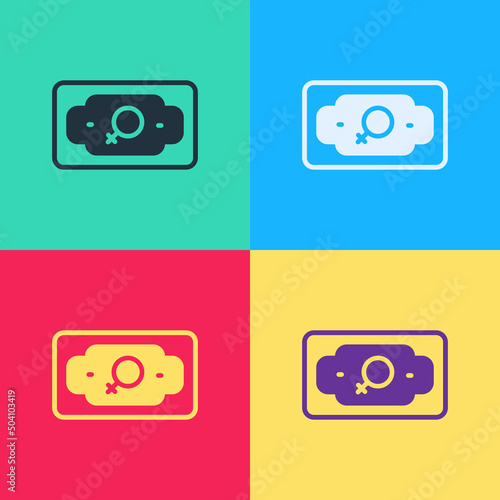 Pop art Money growth woman icon isolated on color background. Income concept. Business growth. Investing, savings and managing money concept. Vector