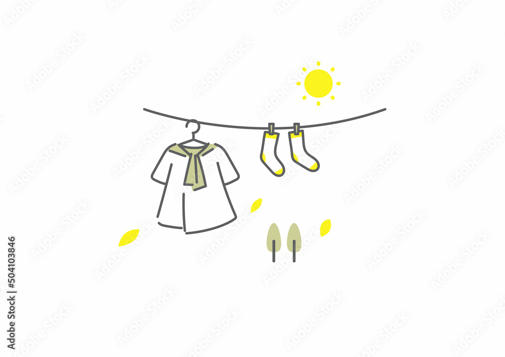 干してある洗濯物 シンプルでお洒落な線画イラスト Stock Vector Adobe Stock