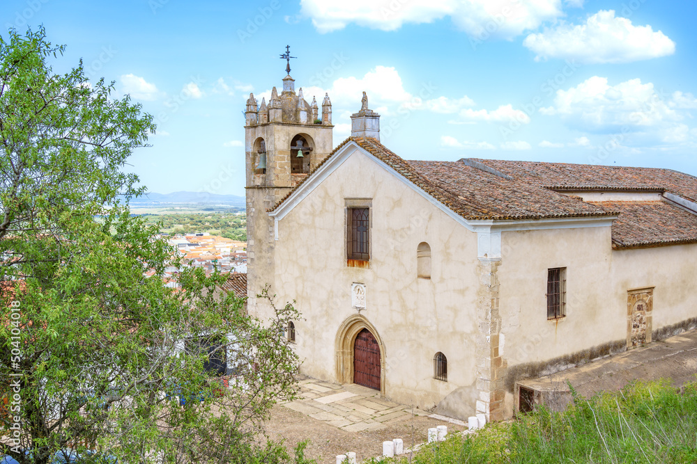 View of Church of Santa Maria del Mercado in Alburquerque, Extremadura, Spain