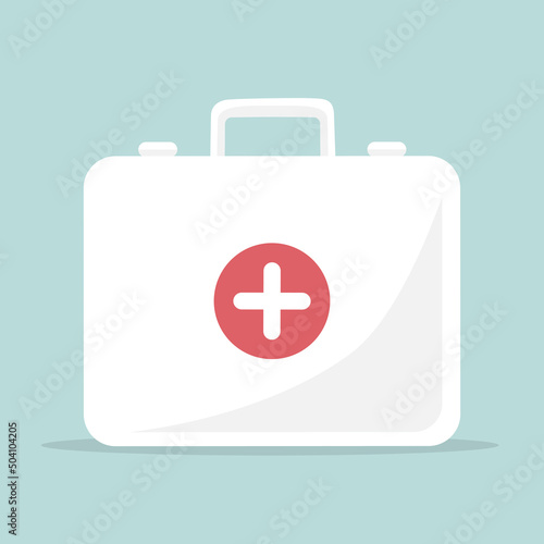 First aid kit. Emergency medical briefcase. Medicine icon