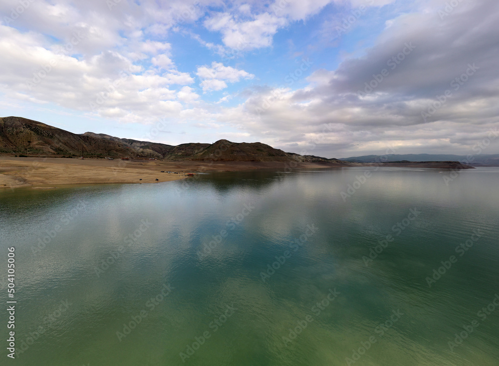 stunningly beautiful unearthly landscapes on a reservoir in the mountains of Dagestan