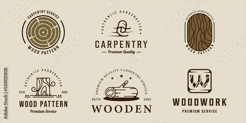 set of woodwork carpentry logo vector vintage illustration template icon graphic design. bundle collection of various handcrafted carpenter sign or symbol for industry company photo