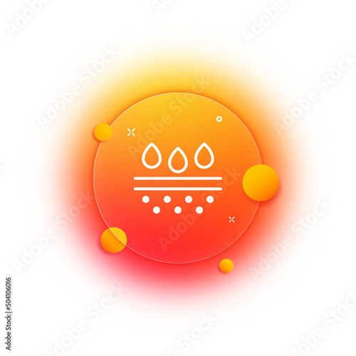 Drops line icon. Moisture resistance, skin moisturizing, self-care, cream. Skin hydration concept. Glassmorphism style. Vector line icon for Business and Advertising