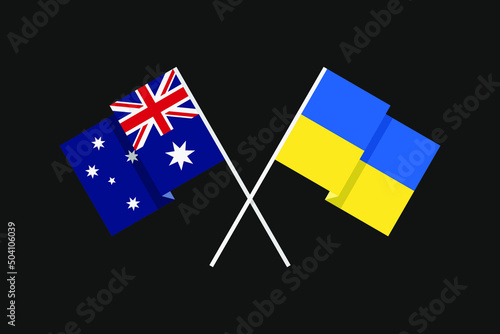 Flags of the countries of Ukraine and the Commonwealth of Australia in national colors. Help and support from friendly countries.