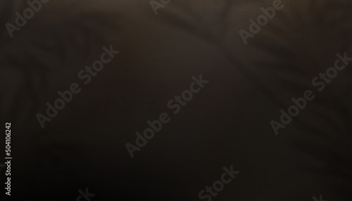 Backdrop studio room dark brown worn metal steel texture with palm leaf shadow on wall background,Vector backdrop grunge rusty loft style suitable for portrait product in mono tone