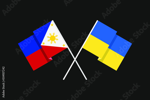 Flags of European and Asian countries of Ukraine and the Republic of the Philippines in national colors. Help and support from friendly countries.