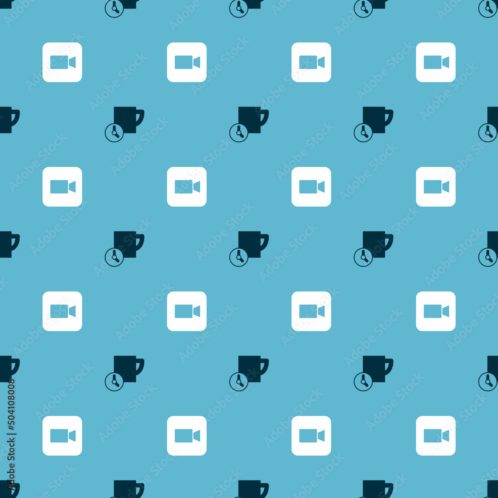 Set Time management and Camera on seamless pattern. Vector Set Time management and Camera on seamless pattern. Vector