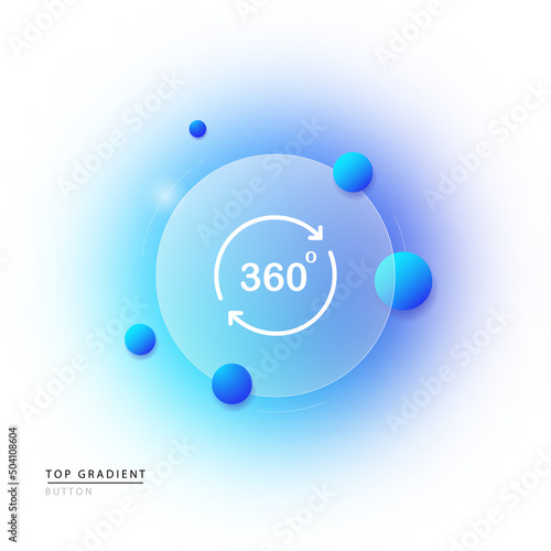 Arrows line icon. Circular arrows. 360 degree. A virtual reality. 3d object. Recycling. Glassmorphism style. Vector line icon for Business and Advertising
