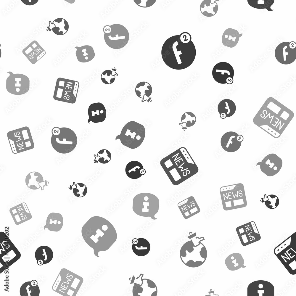 Fototapeta premium Set Create account, World news, News and Information on seamless pattern. Vector