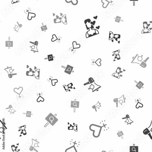 Set Love yourself, Feminism, Feminist activist and on seamless pattern. Vector