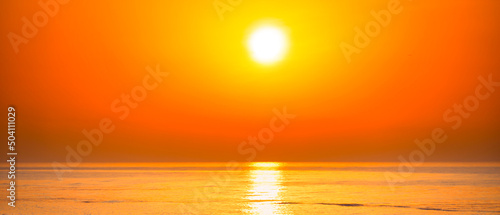 Sunset sea panorama, sun with sunset sea © Pavlo Vakhrushev