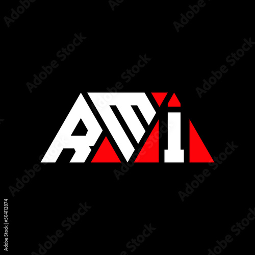 RMI triangle letter logo design with triangle shape. RMI triangle logo design monogram. RMI triangle vector logo template with red color. RMI triangular logo Simple, Elegant, and Luxurious Logo... photo