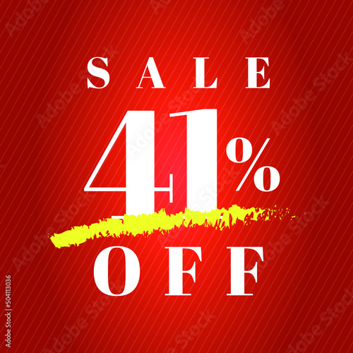 41% off tag forty one percent discount sale white letter red gradient background
