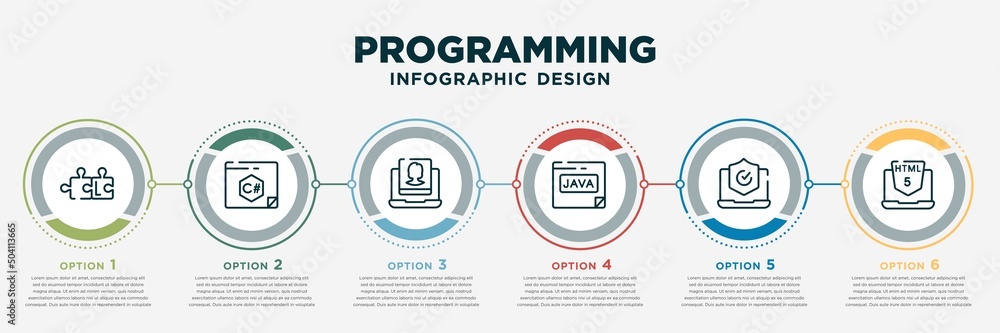 infographic template design with programming icons. programming concept ...