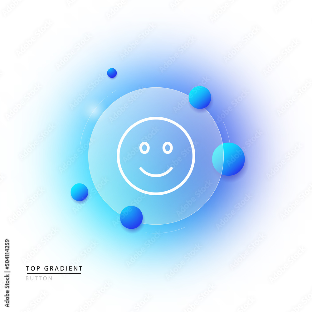 Emotion line icon. Laughing round face, emoticon. Feeling, emoji. Mood concept. Glassmorphism style. Vector line icon for Business and Advertising