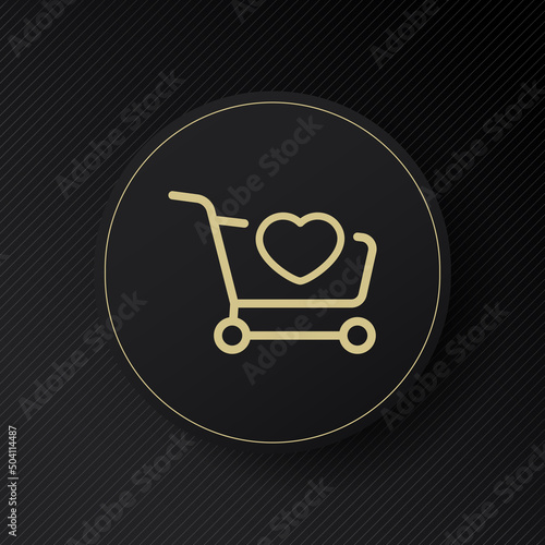 Shopping cart line icon. Trolley with a heart. Favorite item. Purchases. Order concept. Vector line icon for Business and Advertising