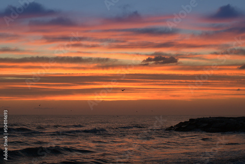 sunrise over the sea,water,sunset,sky, ocean, orange, cloud, beautiful,morning, red, waves, light, © Daniele