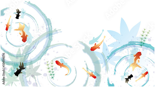 夏　金魚　水面　背景
