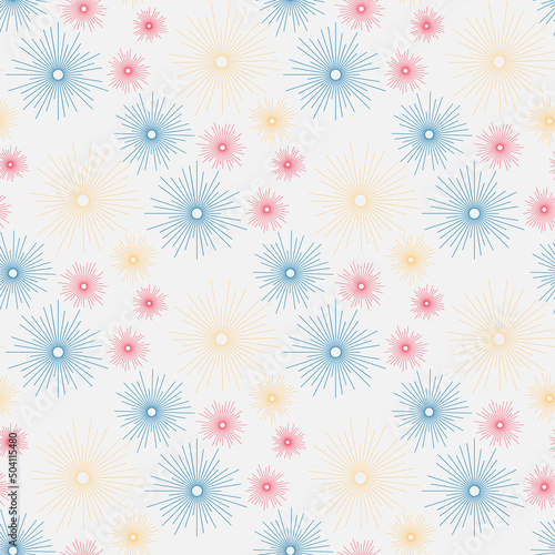 Flash salute spark seamless pattern white background for textile design and wrapping paper