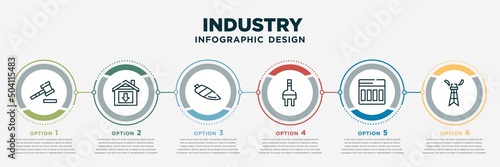 infographic template design with industry icons Fototapete