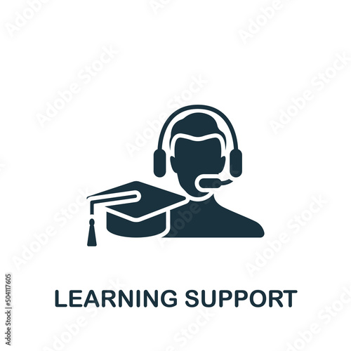 Learning Support icon. Monochrome simple E-Learning icon for templates, web design and infographics