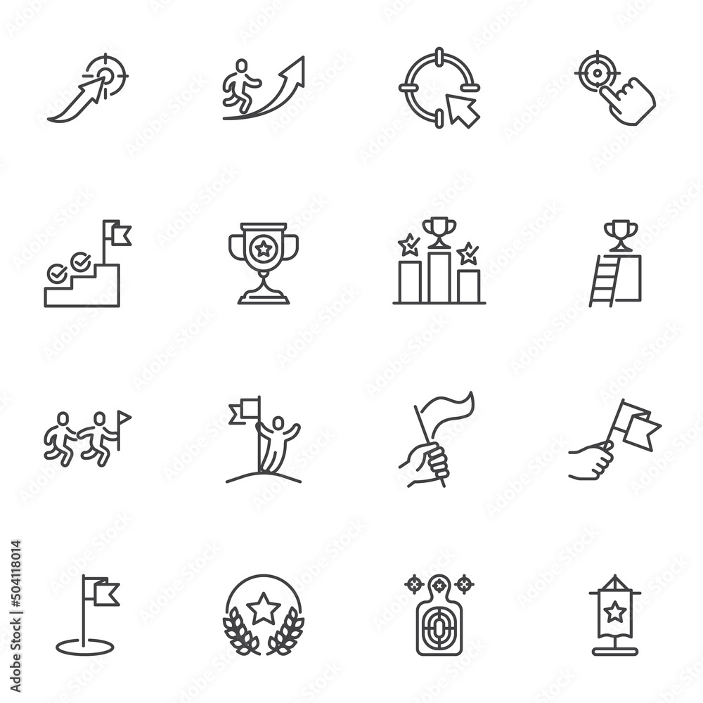 Obraz premium Success, achievement line icons set