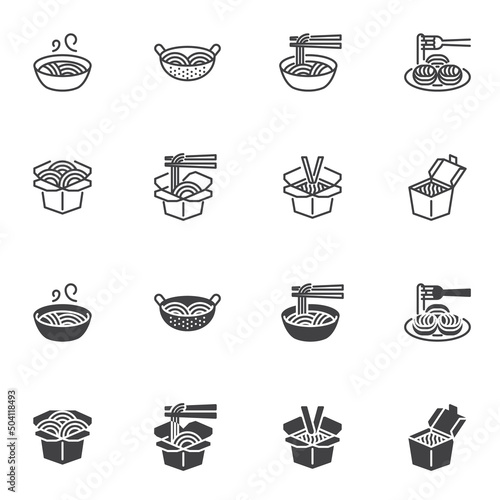 Noodle and ramen icon set