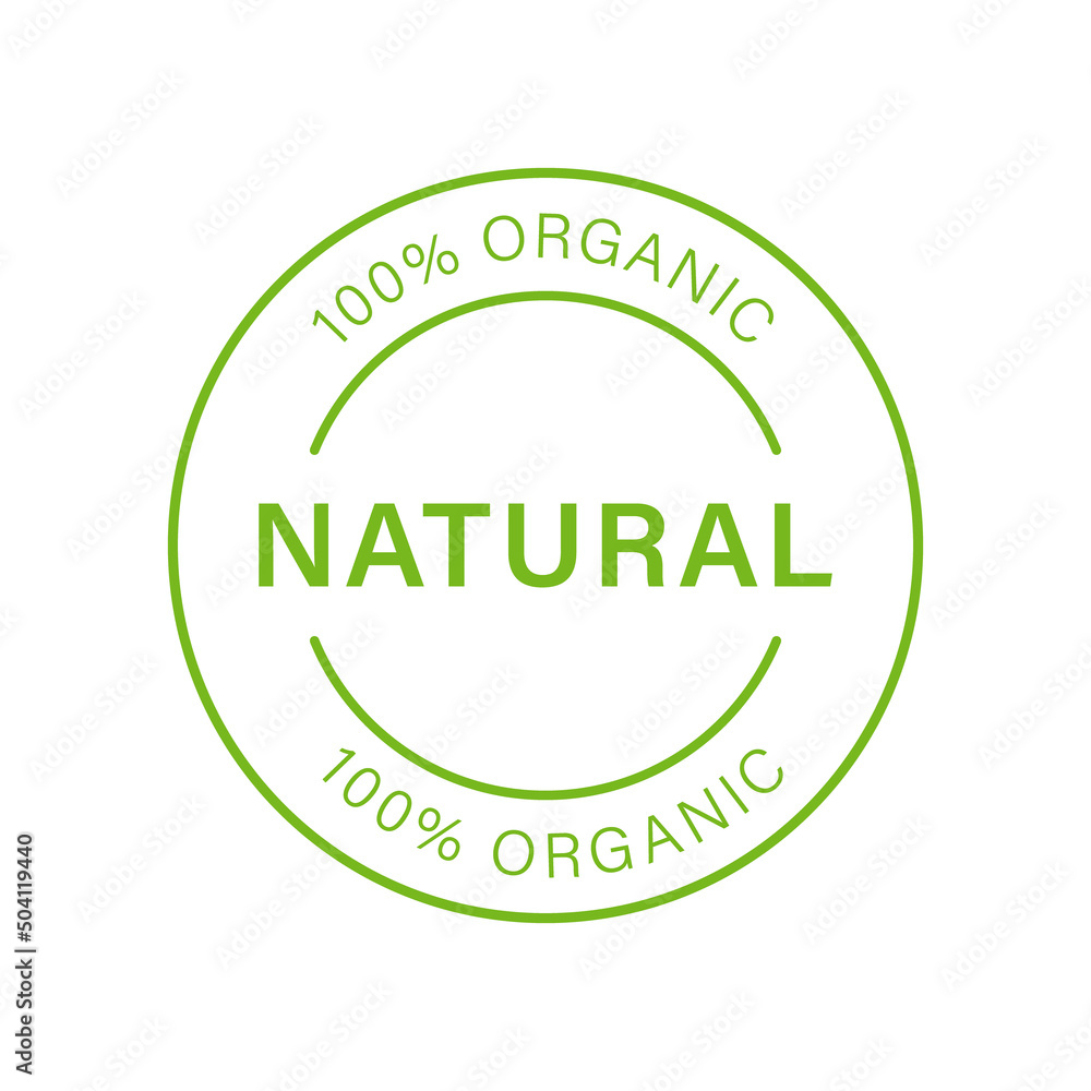 Organic Natural Product Green Line Icon. 100 Percent Bio Organic Product Stamp. Natural Bio Healthy Eco Food Label. Organic Ecology Vegan Food Sign. Nature Food. Isolated Vector Illustration Organic Natural Product Green Line Icon. 100 Percent Bio Organic Product Stamp. Natural Bio Healthy Eco Food Label. Organic Ecology Vegan Food Sign. Nature Food. Isolated Vector Illustration
