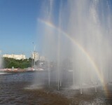 rainbow over fountain
