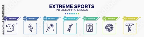 infographic for extreme sports concept. vector infographic template with icons and 7 option or steps. included whole wheat bread, catcher, squash, team player, baseball card, sprocket, rappel