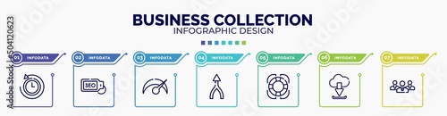 infographic for business collection concept. vector infographic template with icons and 7 option or steps. included rewind time, seo tag, velocity, merging, rescue, download from cloud, businessmen