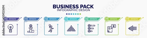 infographic for business pack concept. vector infographic template with icons and 7 option or steps. included black lightbulb, competitive, handball, null, voting results, wish, left dots arrow