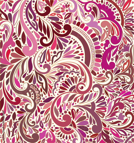 Abstract floral background. Vector ornament pattern. Paisley elements. Great for fabric  invitation  wallpaper  decoration  packaging or any desired idea.
