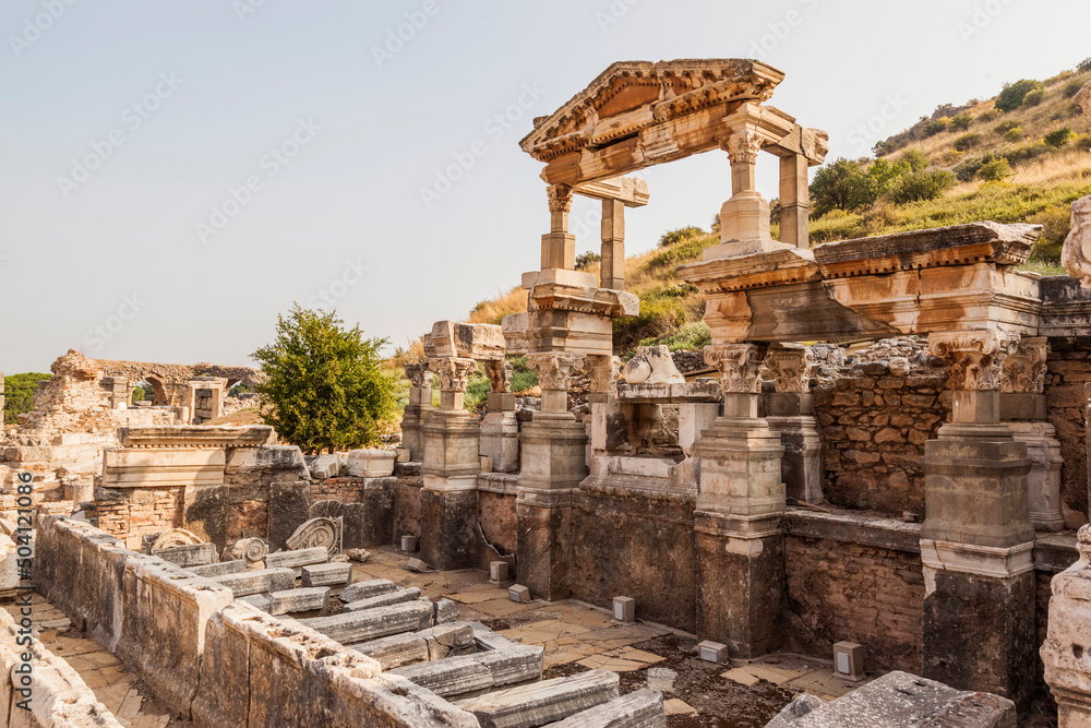 Ancient city of Ephesus, Turkey. Arch, ancient facade.