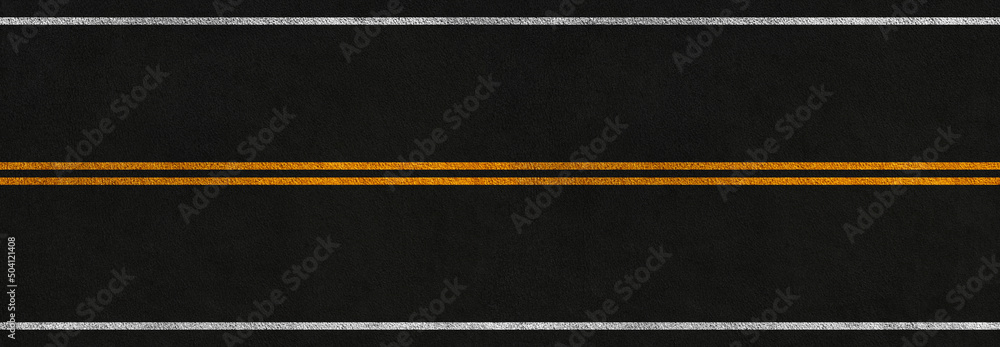 panoramic asphalt road with white and yellow marking stripes panoramic asphalt road with white and yellow marking stripes