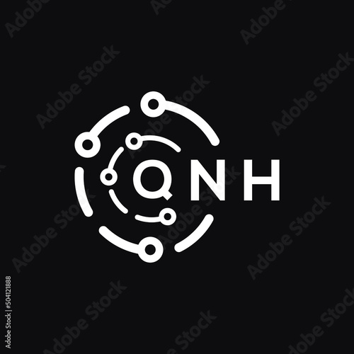 QNH technology letter logo design on black  background. QNH creative initials technology letter logo concept. QNH technology letter design.
 photo