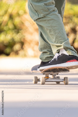 Adult man riding his skateboard
