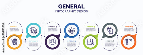 infographic for general concept. vector infographic template with icons and 7 option or steps. included ecommerce solutions, autopilot, ar graph, data aggregation, add photos, electric plug,