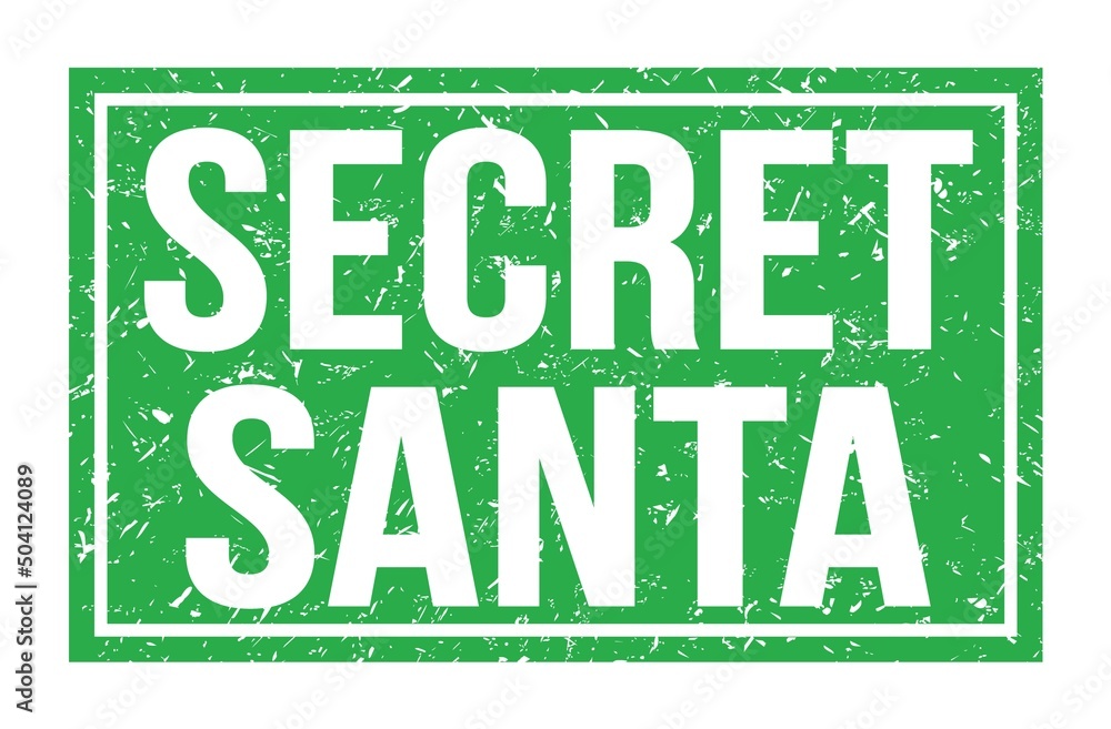 Fototapeta premium SECRET SANTA, words on green rectangle stamp sign