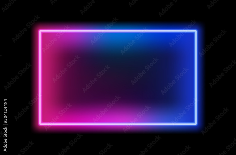 Neon rectangle frame. laser glowing lines. Neon rectangle frame. laser glowing lines.