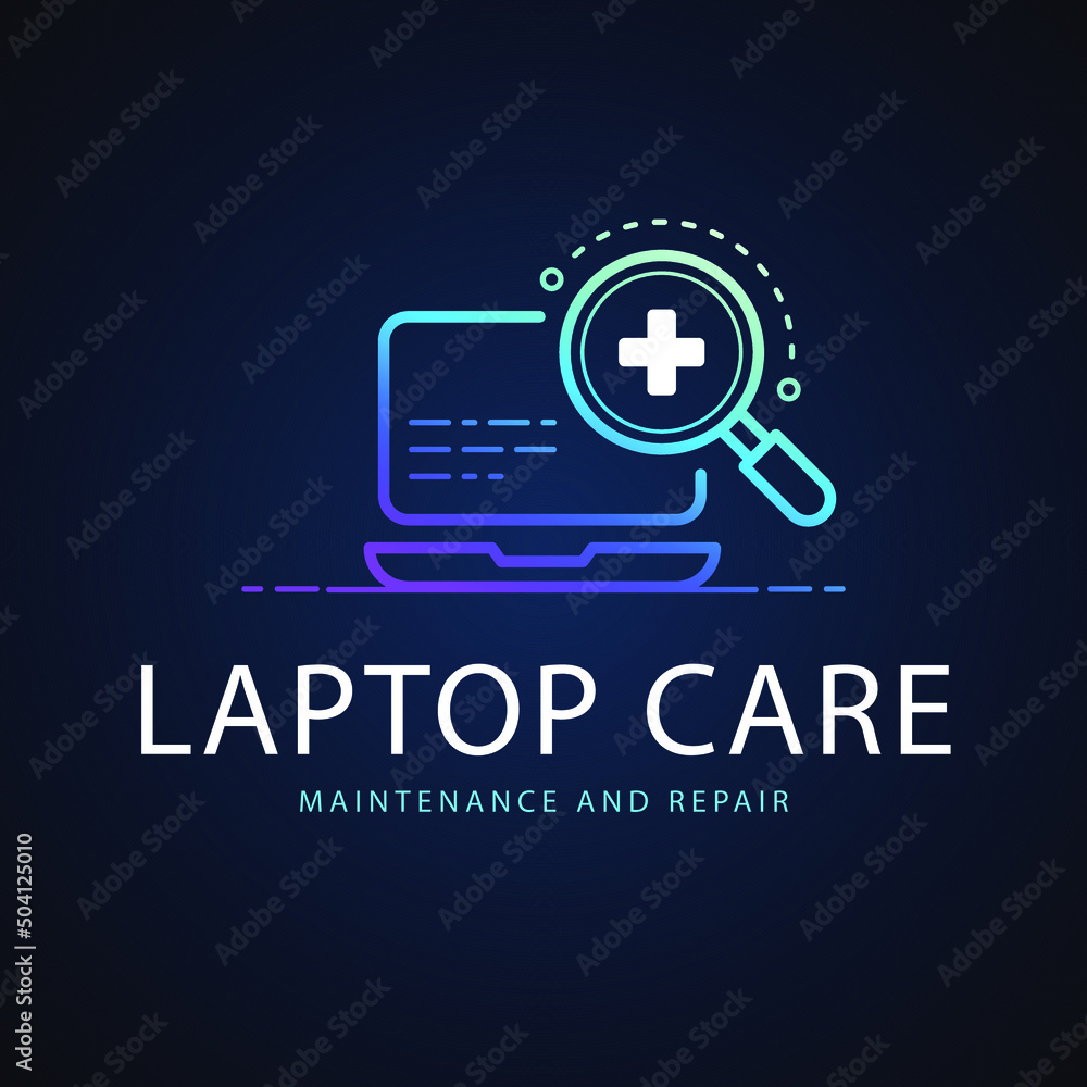 Computer logo design. Pc fix, repair icon. Computer maintenance service ...