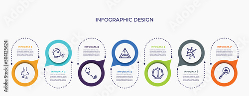 infographic for concept. vector infographic template with icons and 7 option or steps. included rhinitis, cover cough, stethoscope, virus warning, precaution, flu, virus search for abstract