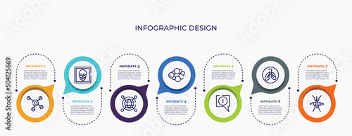 infographic for concept. vector infographic template with icons and 7 option or steps. included cells, skull, spreading, cancer, atention, respiratory, mosquito for abstract background.