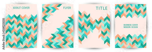 Business brochure cover template set graphic design. Suprematism style simple folder layout set