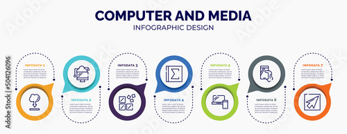 infographic for computer and media concept. vector infographic template with icons and 7 option or steps. included internet cloud download, data transference by internet, registry, spreadsheet with
