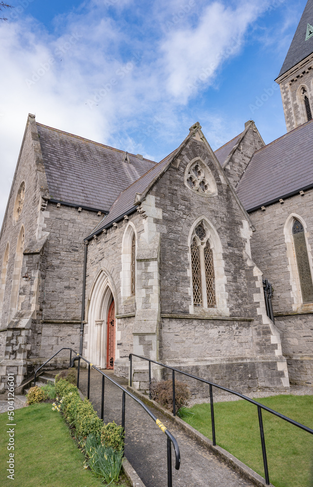 Dublin March 2022: Christ Church Rathgar (CCR) stands at a busy crossroads on the south side of Dublin, the capital city of Ireland.