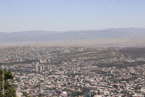 Panoramic top view of Tbilisi city