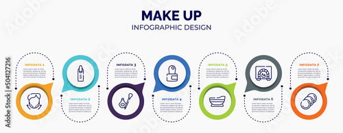 infographic for make up concept. vector infographic template with icons and 7 option or steps. included null, nail, eyeliner, cuticle, bathtube, burner, cotton discs for abstract background.